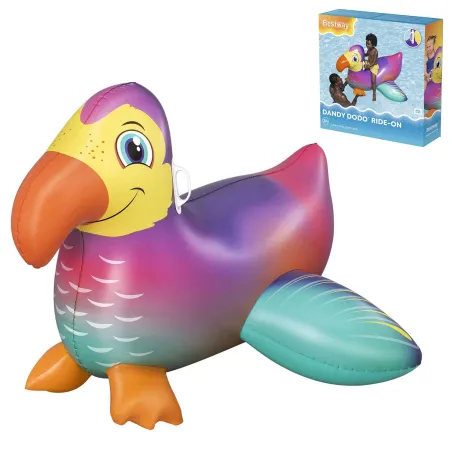 Inflatable toucan swimming mattress 141cm for kids, colorful water toy for fun