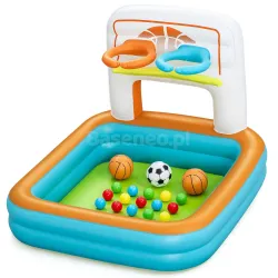 Colorful inflatable playground with balls, great for outdoor play