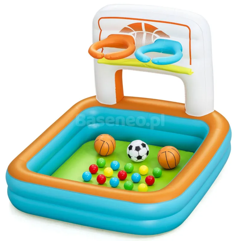 Colorful inflatable playground with balls, great for outdoor play