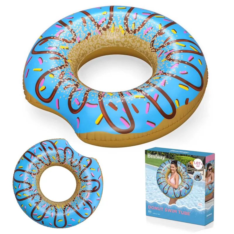Blue inflatable beach ring 107cm, perfect for water fun