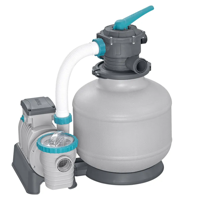 Stylish sand filter pump for pools with multifunctional tablets