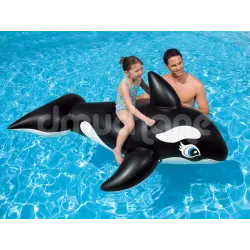 Blue inflatable whale toy for fun in the water