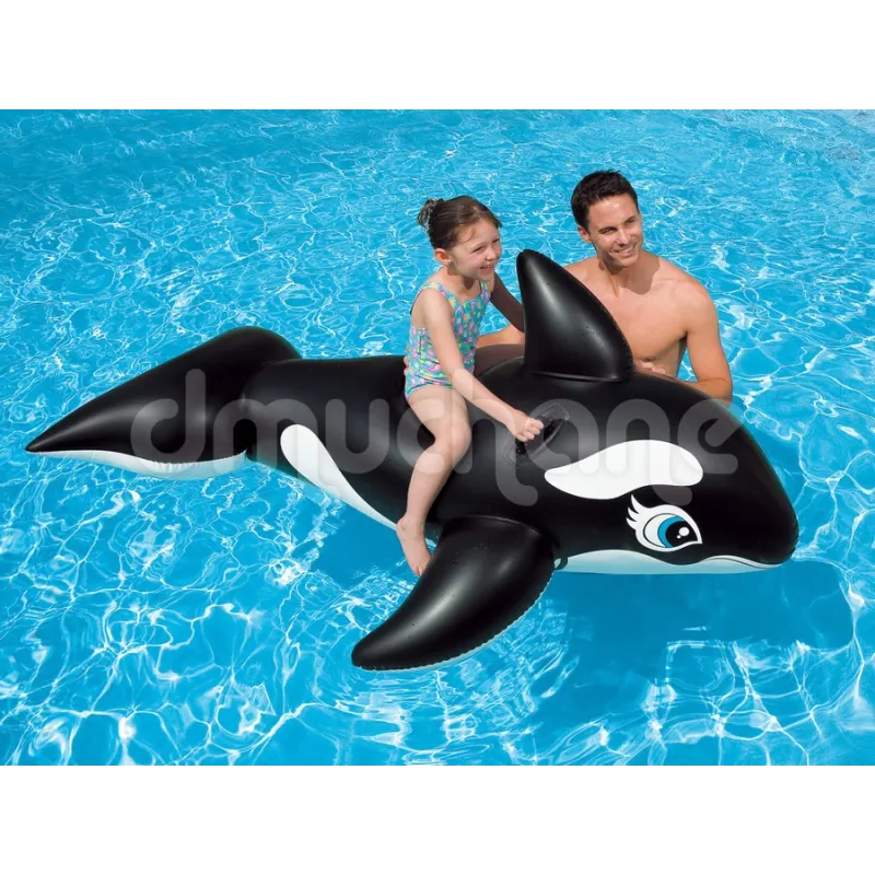Blue inflatable whale toy for fun in the water