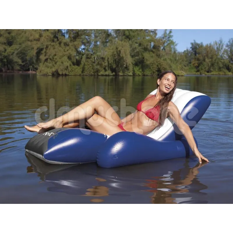 Blue inflatable swimming airbed, perfect for summer days by the pool