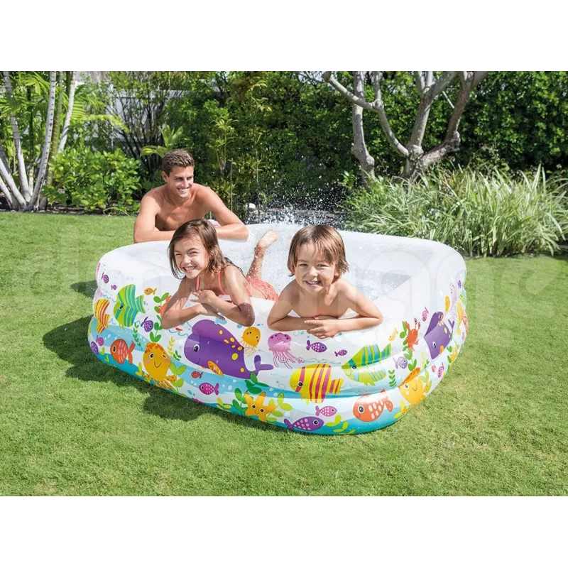 Aquarium-shaped inflatable pool, colorful and fun, great for kids
