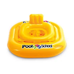 Blue inflatable swim chair, perfect for garden relaxation