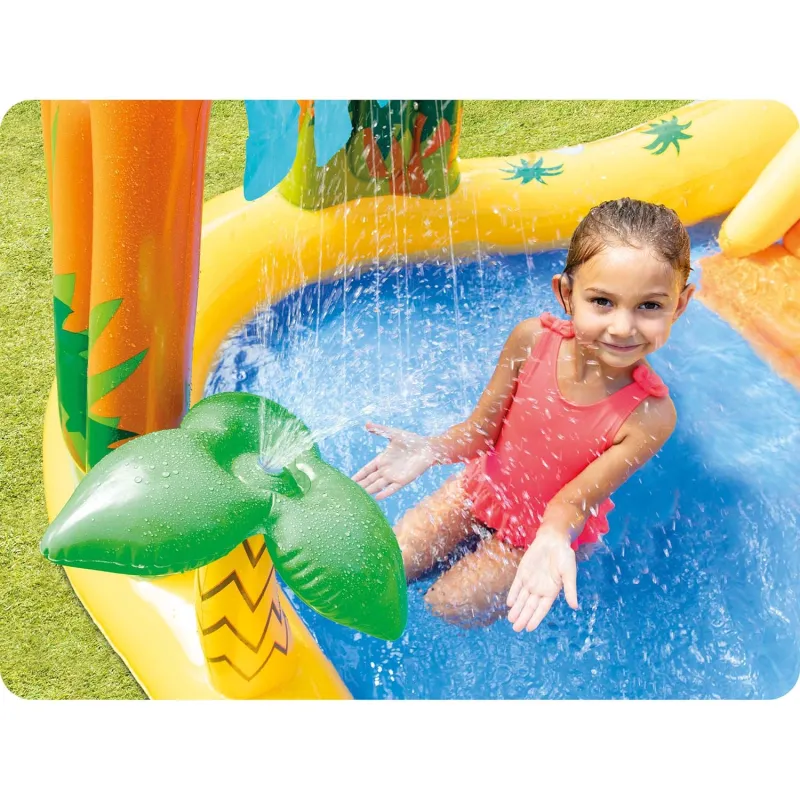 Bright dinosaur-themed playground for outdoor fun with slide for kids