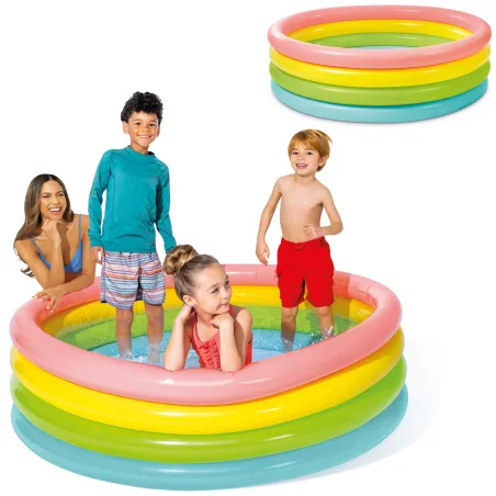 Rainbow inflatable pool 4 rings 168 x 46 cm INTEX 56441, perfect for summer fun