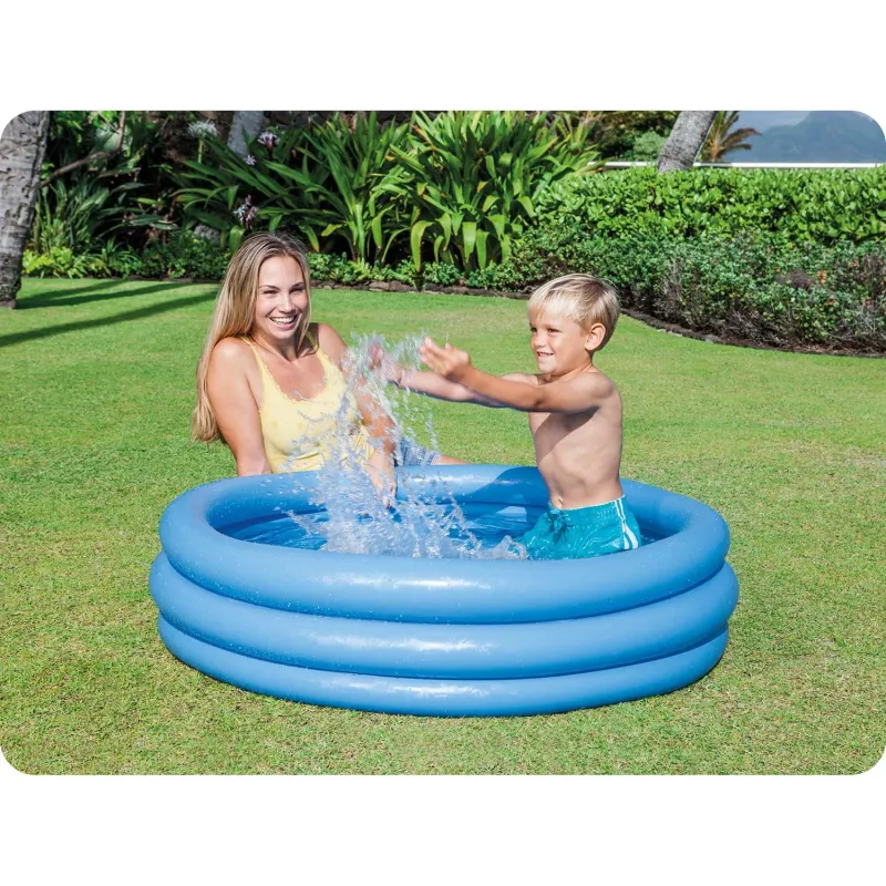 Blue inflatable pool 114 x 25 cm, great for relaxing in the garden