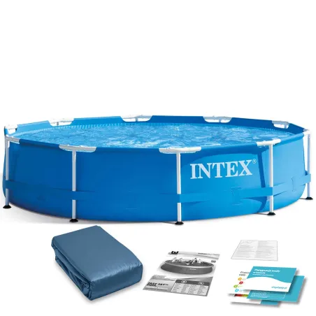 Steel frame garden pool 305 x 76 cm with swimming accessories set