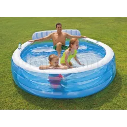 Inflatable pool with bench, spacious and comfortable for relaxing in the garden