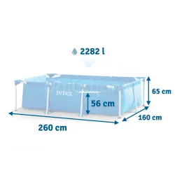 Durable PVC frame pool 260 x 160 x 65 cm for family fun