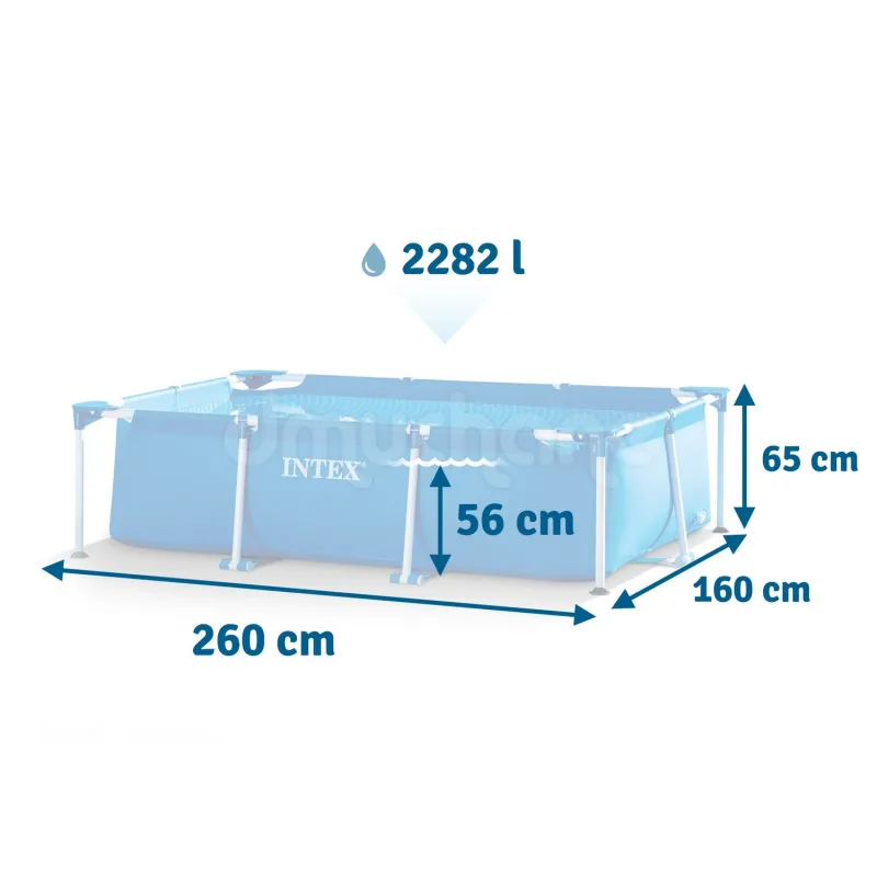 Durable PVC frame pool 260 x 160 x 65 cm for family fun