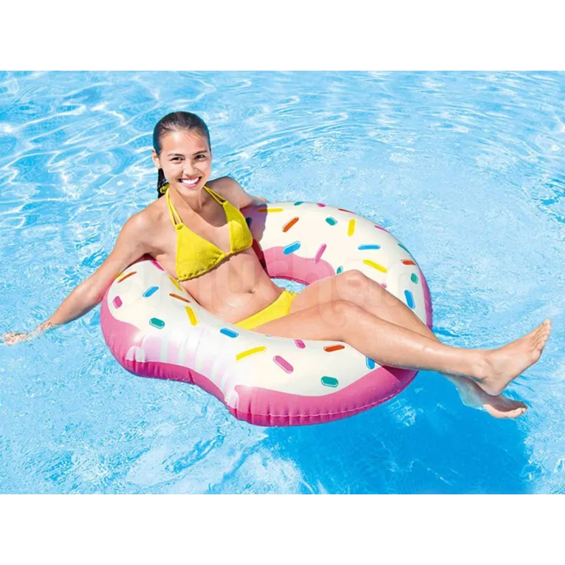 Vibrant donut swimming ring, perfect for garden parties and beach days