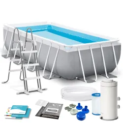 400 x 200 x 100 cm garden frame pool 4in1 set for outdoor use