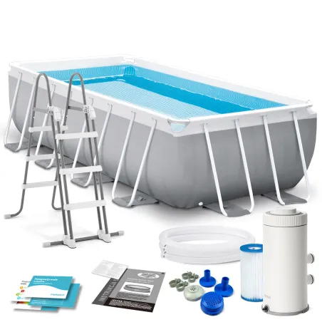 400 x 200 x 100 cm garden frame pool 4in1 set for outdoor use