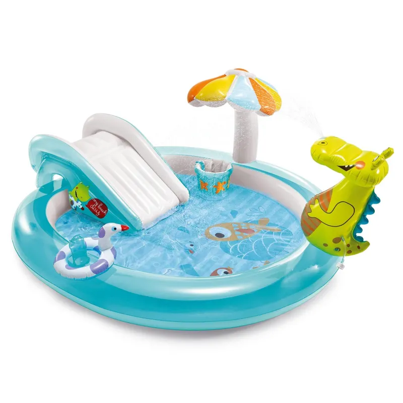 Inflatable crocodile playground 201 x 170 x 84 cm for kids, vibrant and safe