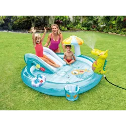 Green inflatable crocodile playground, perfect for outdoor fun for kids