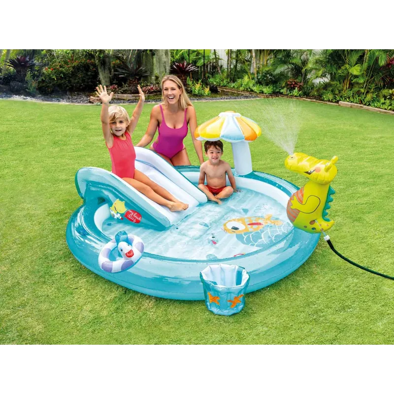 Green inflatable crocodile playground, perfect for outdoor fun for kids