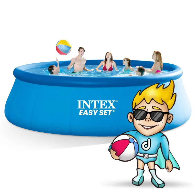 Blue inflatable garden pool, perfect for enjoying sunny days