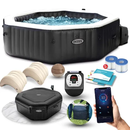 Inflatable spa with hydromassage 201 x 71 cm for 4 persons, perfect for relaxation