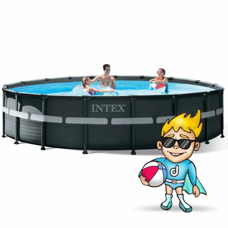 Blue garden frame pool, perfect for summer relaxation