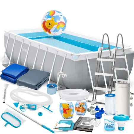 Garden frame pool 488 x 244 x 107 cm, 21in1 set for outdoor use