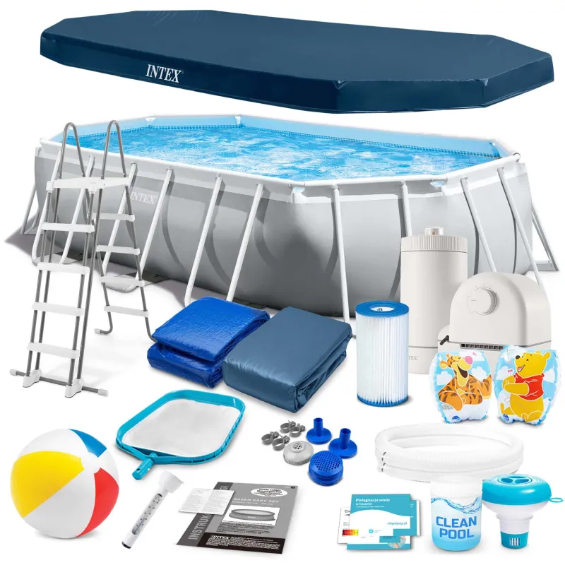 Rectangular pool 503x274x122cm with 18 accessories, perfect for the garden