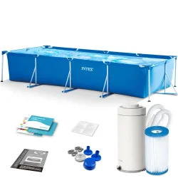 10-in-1 Frame Pool 450 x 220 x 84 cm Intex 28274, durable structure for outdoor fun