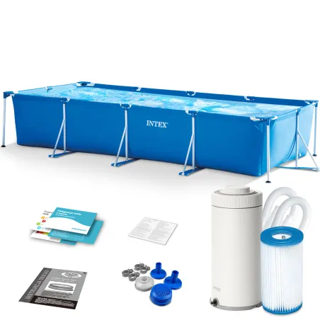 10-in-1 Frame Pool 450 x 220 x 84 cm Intex 28274, durable structure for outdoor fun