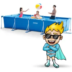 Blue 16-in-1 Frame Pool 450x220x84 cm Intex 28274 for summer fun