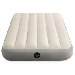 Blue inflatable airbed, comfortable and practical for travel