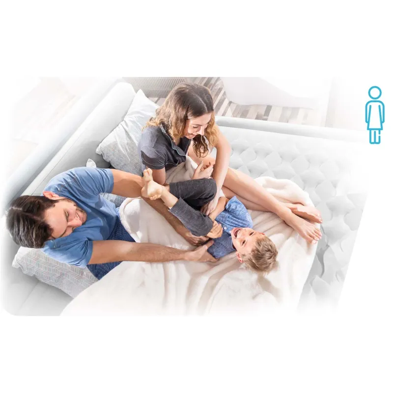 Inflatable airbed for use in bedrooms or camping trips