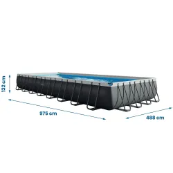 Ideal for garden fun, 21in1 frame pool 975 x 488 x 132 cm for summer enjoyment