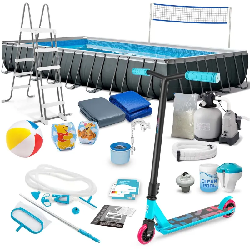 21in1 INTEX 26378 garden frame pool 975 x 488 x 132 cm with free skateboard
