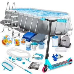 Frame pool 610 x 305 x 122 cm, 21in1 set INTEX 26798 with free scooter