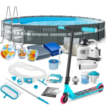 Garden frame pool 732 x 132 cm with accessories and free scooter