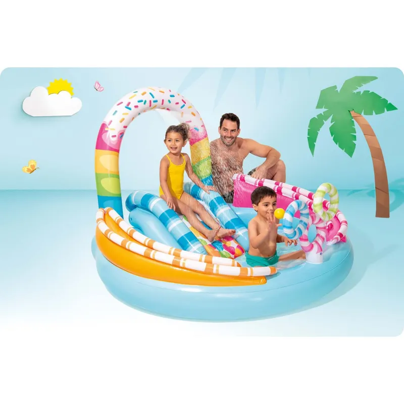 Durable inflatable playground designed for garden use and water play