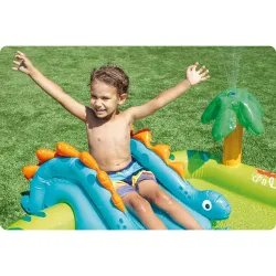 Perfect for the garden, inflatable playground for kids featuring dinosaurs