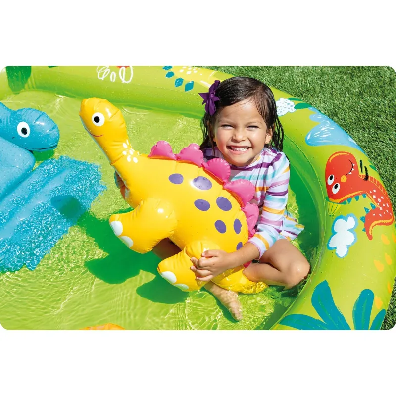 Dinosaur inflatable playground, great for summer fun in the garden