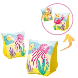 Brightly colored swim arm bands, perfect for children's water activities