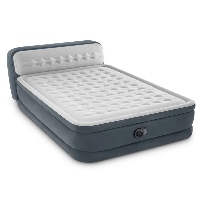 Blue double inflatable airbed, perfect for outdoor use in the garden