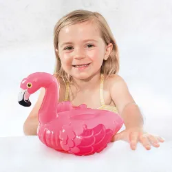 Inflatable flamingo for bath time, perfect for fun in the tub or pool
