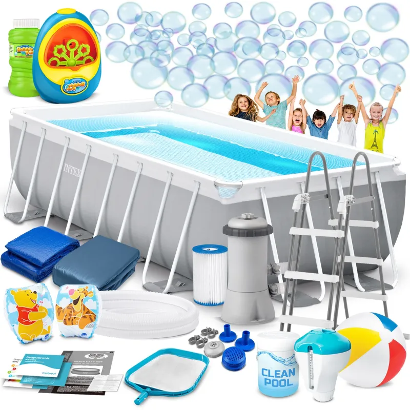 Garden frame pool 400 x 200 x 100 cm with bubble machine, perfect for outdoor fun