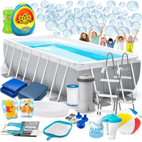 Garden frame pool 400 x 200 x 100 cm with bubble machine, perfect for outdoor fun