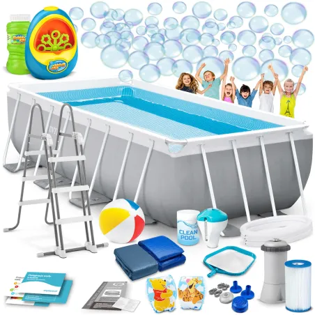 18-in-1 garden frame pool 400 x 200 x 122 cm with free bubble machine for summer fun