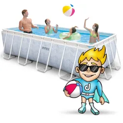 Stylish blue frame pool, perfect for summer days in your garden