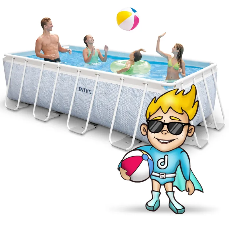 Stylish blue frame pool, perfect for summer days in your garden