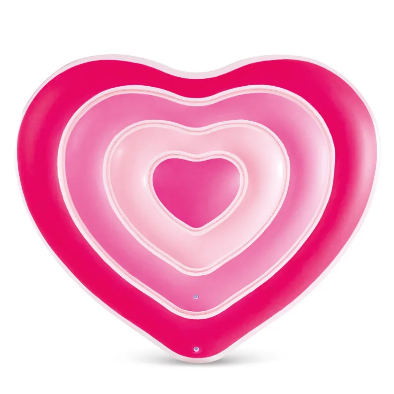 Large inflatable beach airbed in heart shape, colorful and comfortable