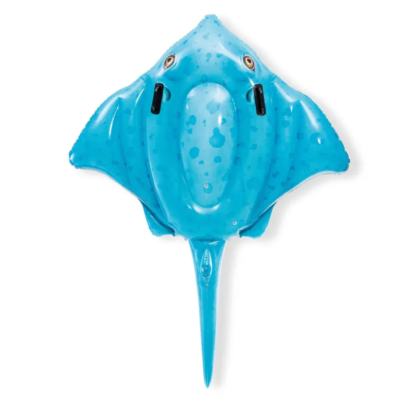 Blue inflatable stingray airbed perfect for relaxing on the water